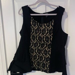 Torrid-Black & Tan Floral Lace Sleeveless Top